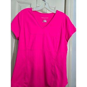 Women With Control Moisture Wicking Bright Pink Short Sleeve V-Neck Top